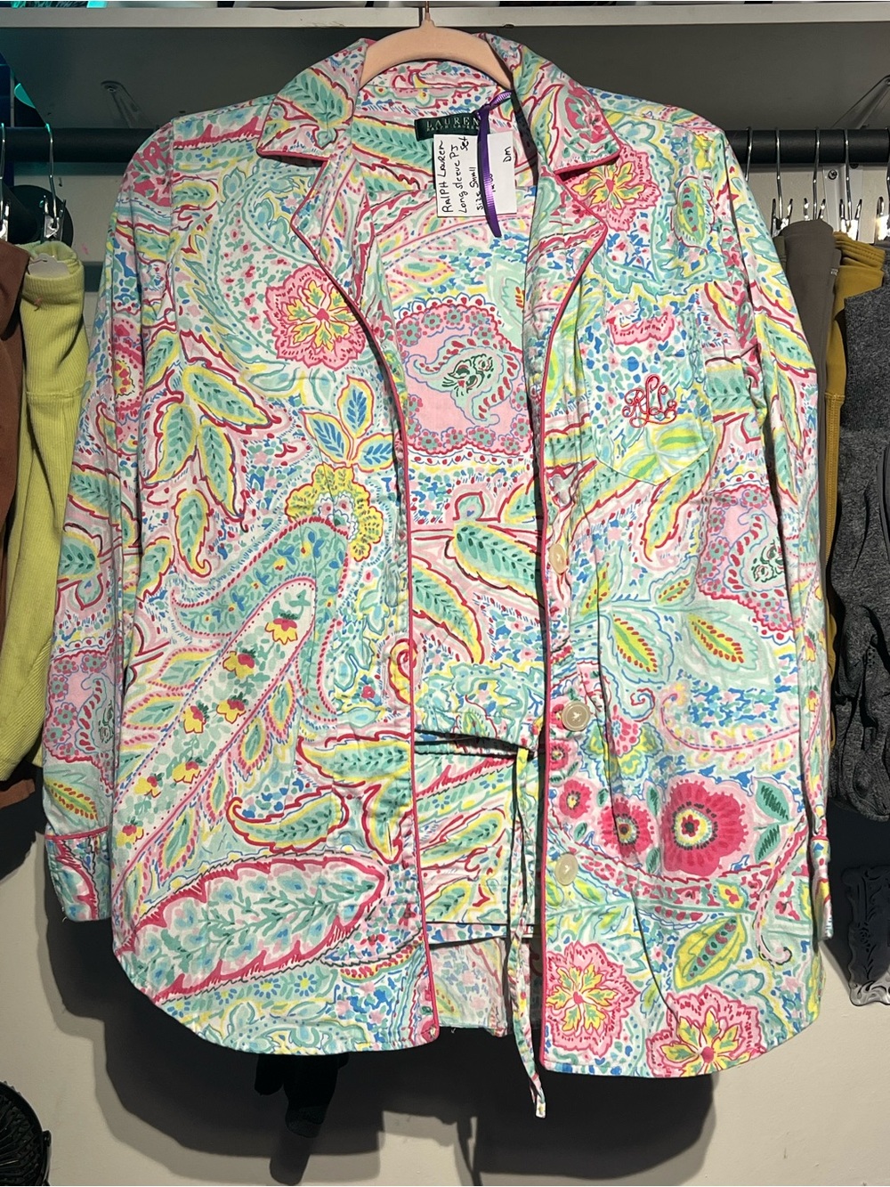 Ralph Lauren Multicolor Pastel Paisley 2 piece PJ Set size small